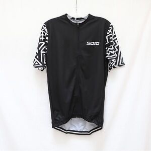 Womens cycling top bicycle sport marathon pockets full zip black print XL tribal